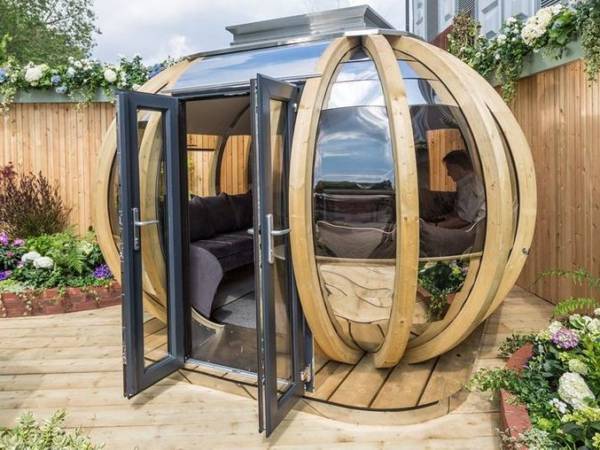 garden pods - photo of a garden pod with glass doors.